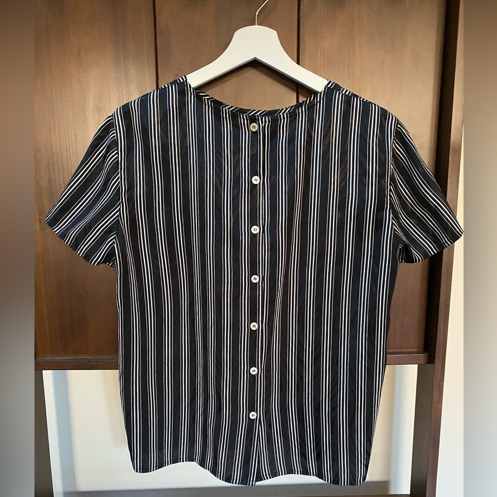 VTG Striped Button Shirt Blouse (Size:M)
